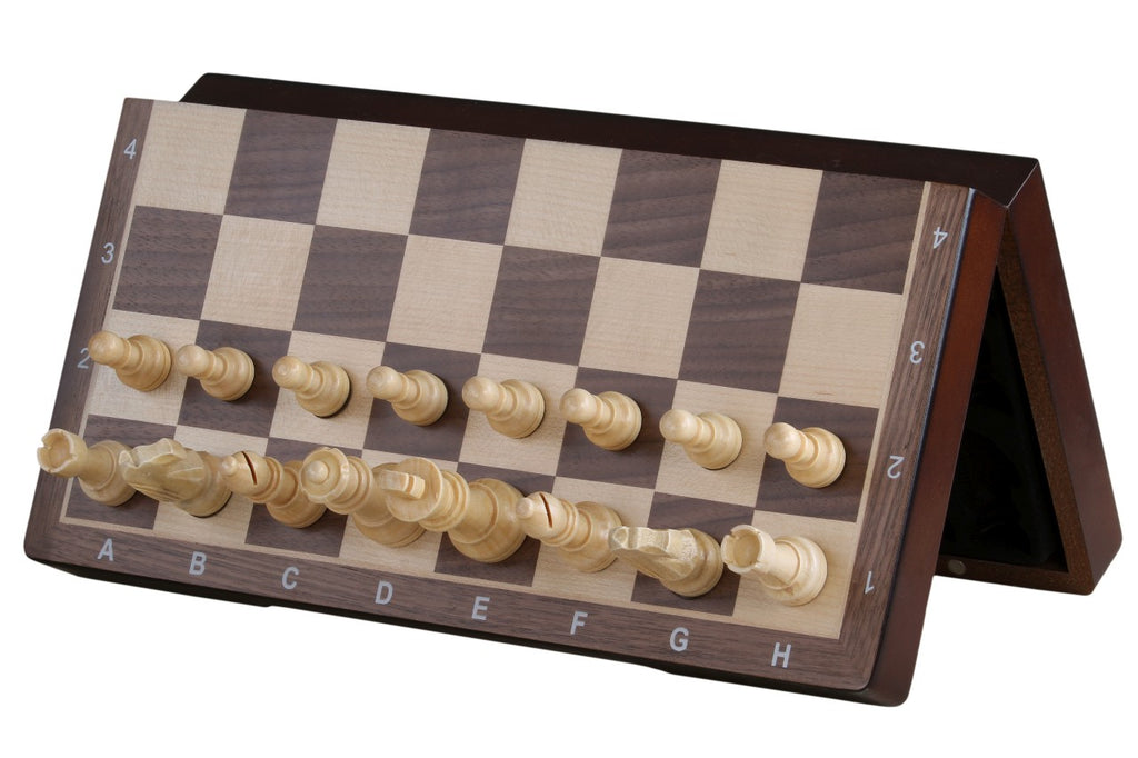 Magnetic Wooden Chess Board – Walnut/Maple Inlaid 40cm Folding – image 10