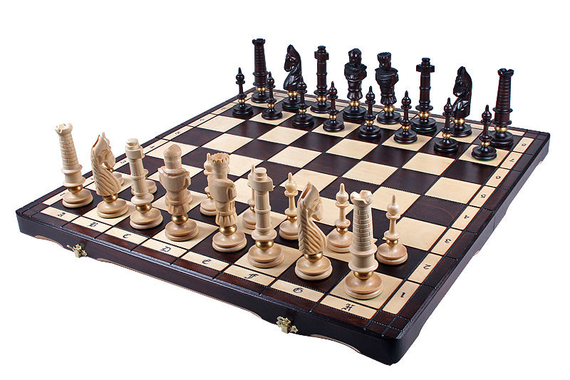 ROYAL LUX Chess Set 65x65cm – Hand-Carved Linden Wood with Brass Inlay – image 8