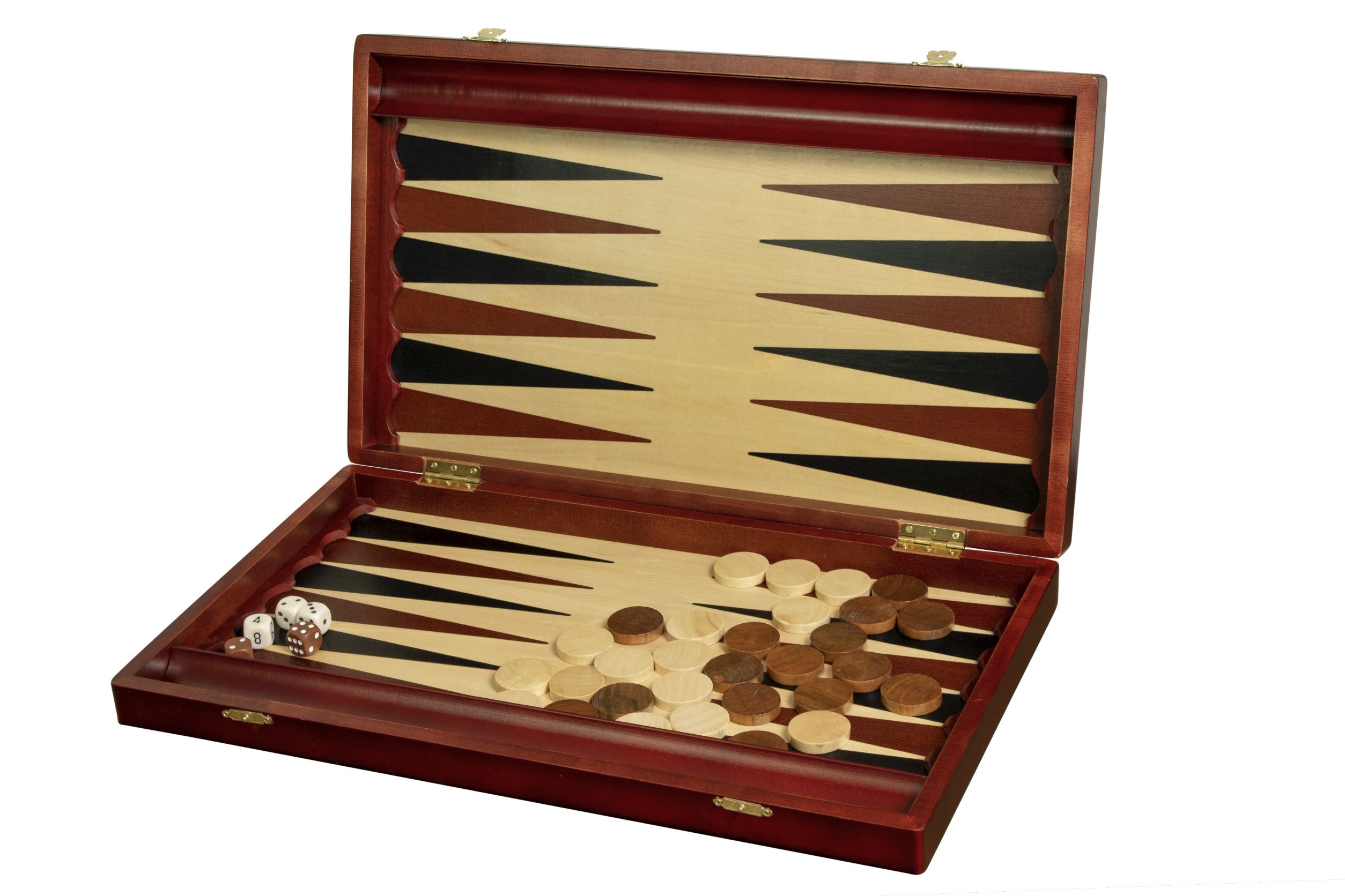 Backgammon Large Wood 48x28cm - Folding Case Veneer Finish Complete Set