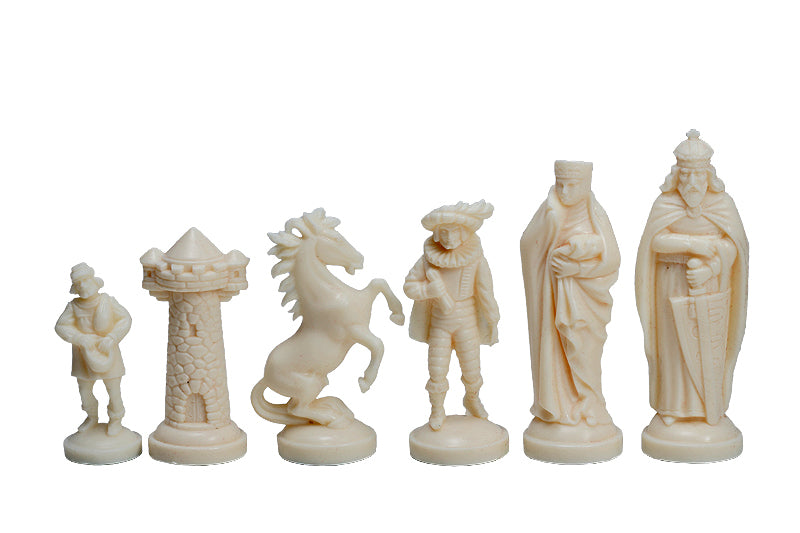 Medieval Style Chess Pieces 98mm – Cream & Black Plastic Historical Set