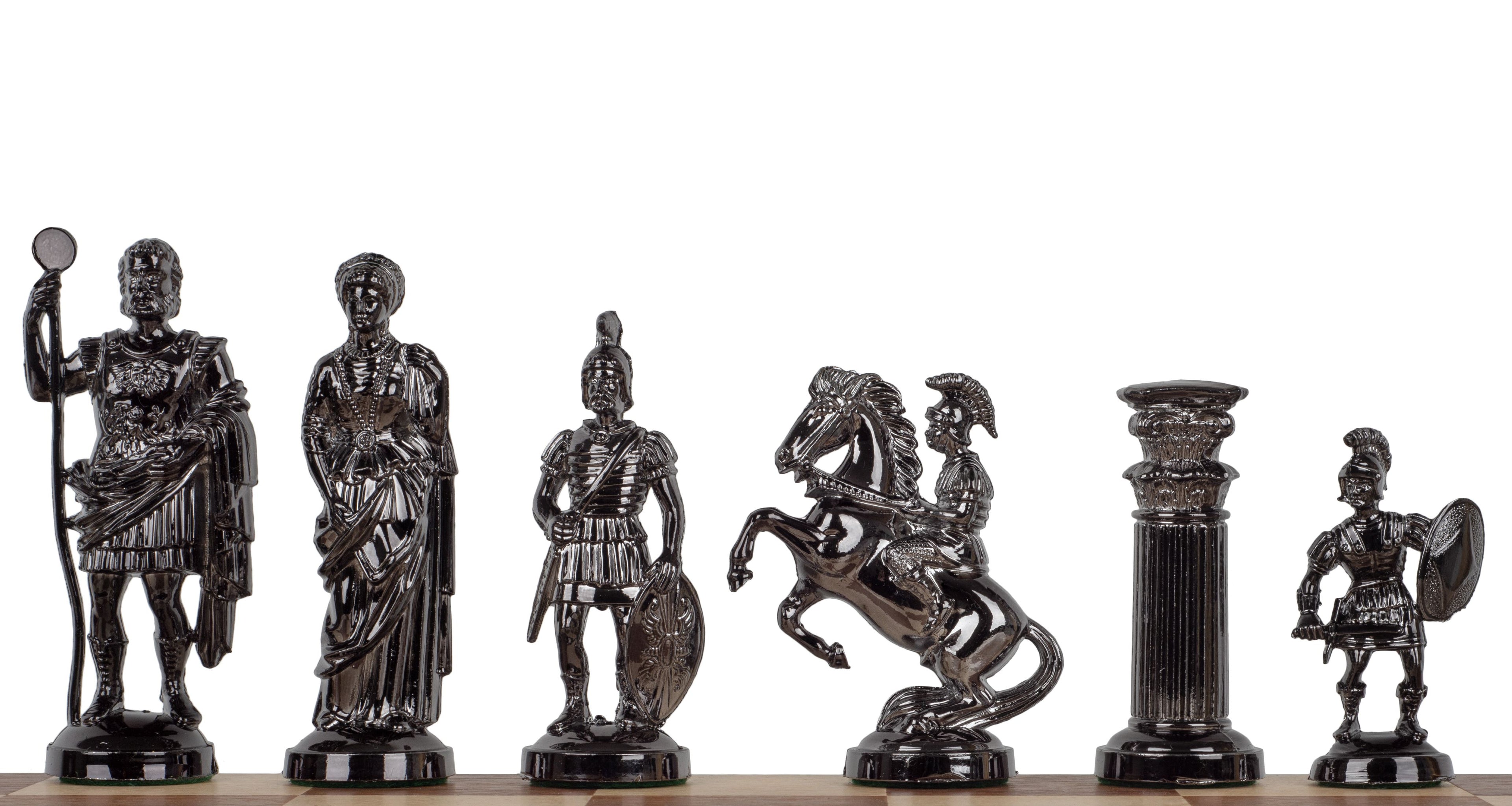 Roman Chess Pieces - Golden/Brown Metallic Weighted Set – image 4