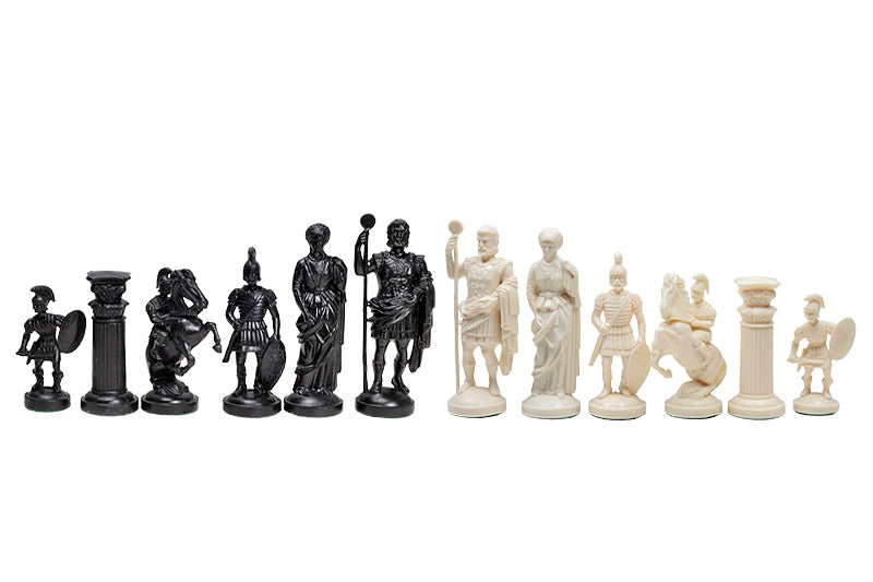 Chess Pieces Roman Empire Style 98mm Plastic - Cream Black Historical Set – image 3