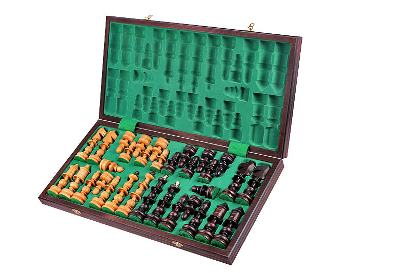 OLD POLISH Chess Set 58x58cm – Hand-Carved Cherry Wood with Brass Inlay – image 7