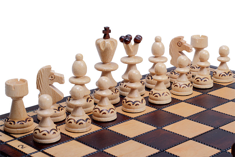PEARL Chess Set Small 29x29cm – Compact Portable Wooden Board