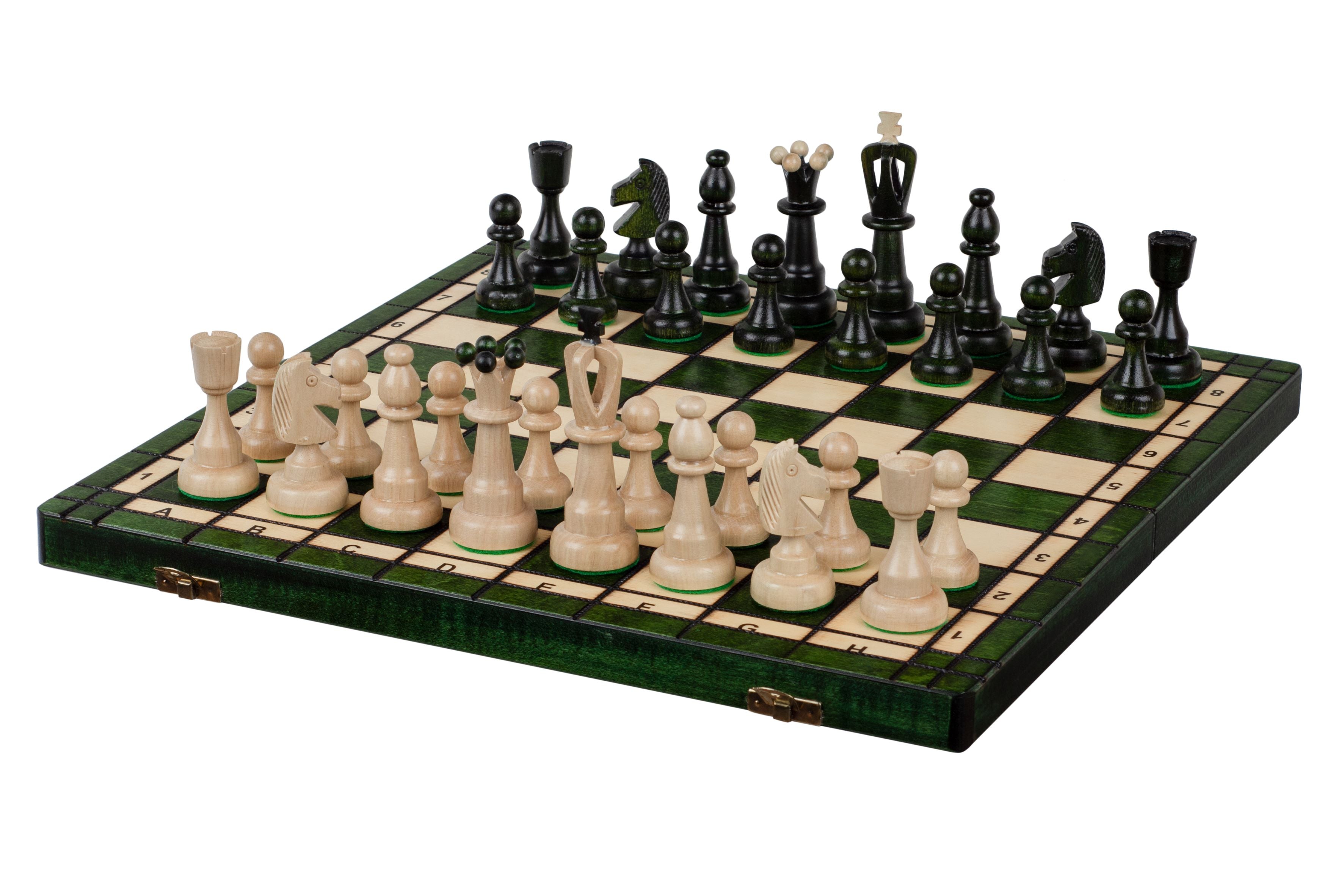 ACE Chess Set – Green, 42cm Folding Board with Pieces
