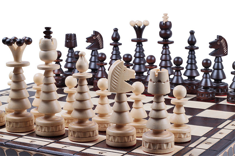 CHOIN Chess Set Large 60x60cm – Christmas Tree Style Hand-Carved Hornbeam