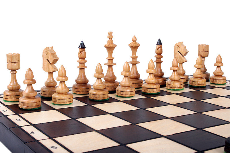 INDIAN Chess Set Small 47x47cm – Hand-Carved Cherry Wood Folding Board – image 4