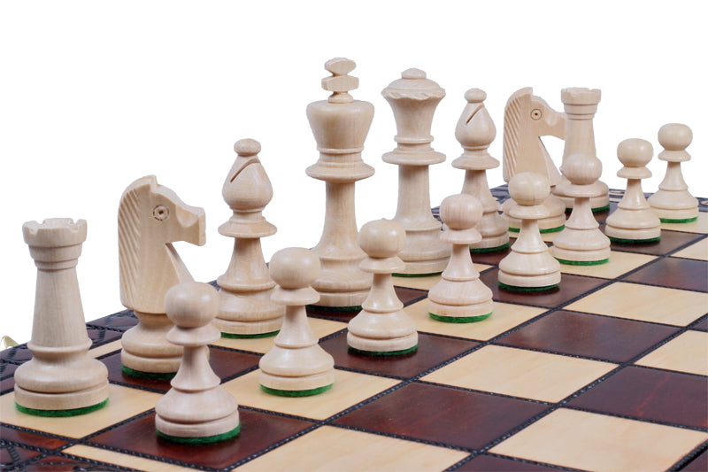 CONSUL New Line Chess Set 49x49cm – Weighted Hornbeam & Sycamore Folding Board