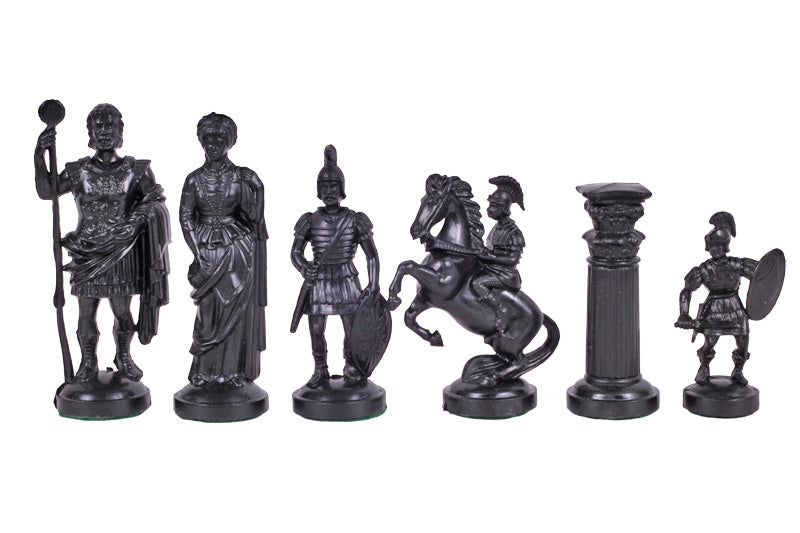 Chess Pieces Roman Empire Style 98mm Plastic - Black Gold Metal Weighted Historical Set – image 4