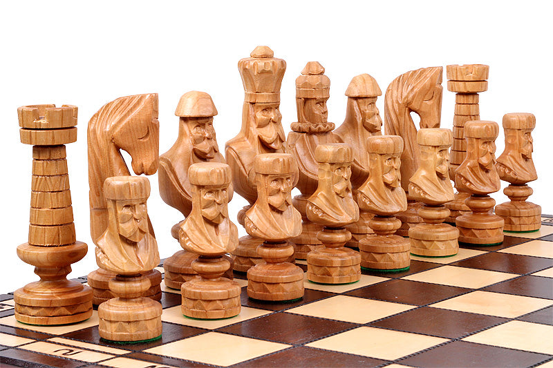 CEZAR Chess Set 60x60cm – Hand-Carved Linden Wood Premium Board