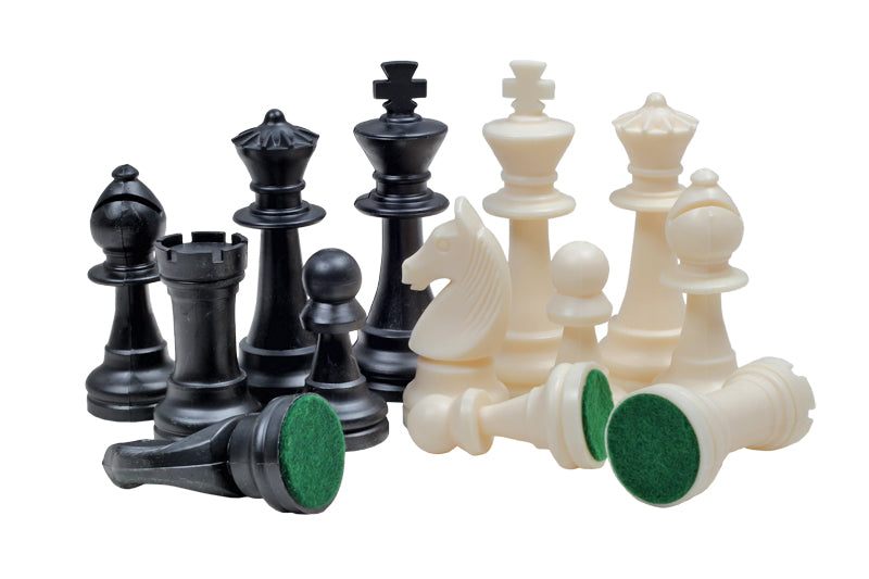 Plastic Staunton No.6 Chess Pieces 96mm – Cream & Black Tournament Set – image 3