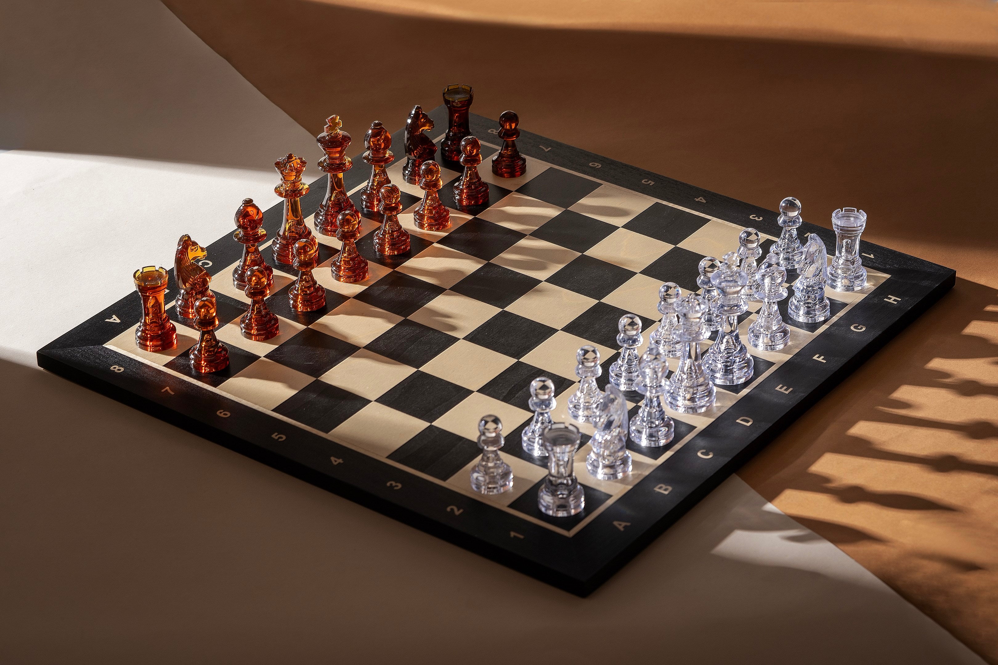 Chess Board 52×52 cm (58 mm squares) – Ebony & Maple, with Notation – image 2
