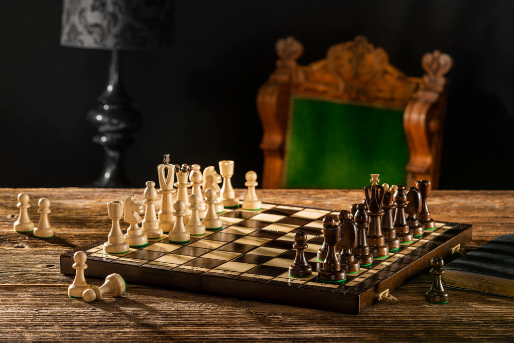 ACE Chess Set 42x42cm – Traditional Folding Board with Insert Tray