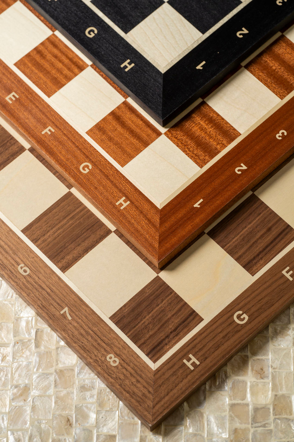 Chess Board 48×48 cm – Walnut & Maple, with Notation – image 2