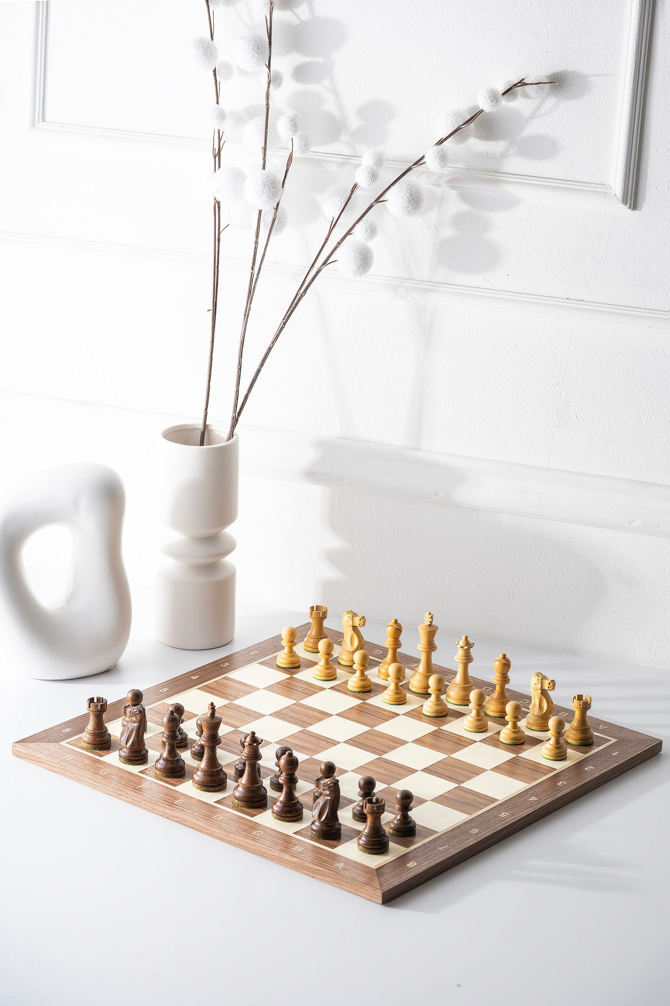 Chess Board 48×48 cm – Walnut & Maple, with Notation – image 7