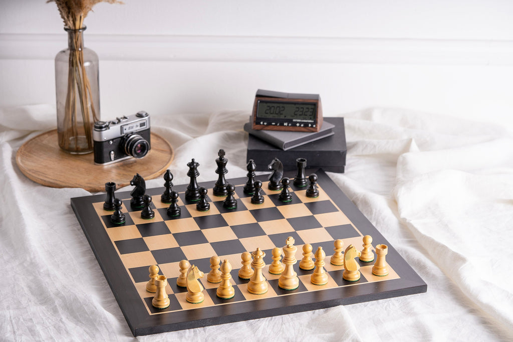 Chess Board 52×52 cm (58 mm squares) – Ebony & Maple, without Notation
