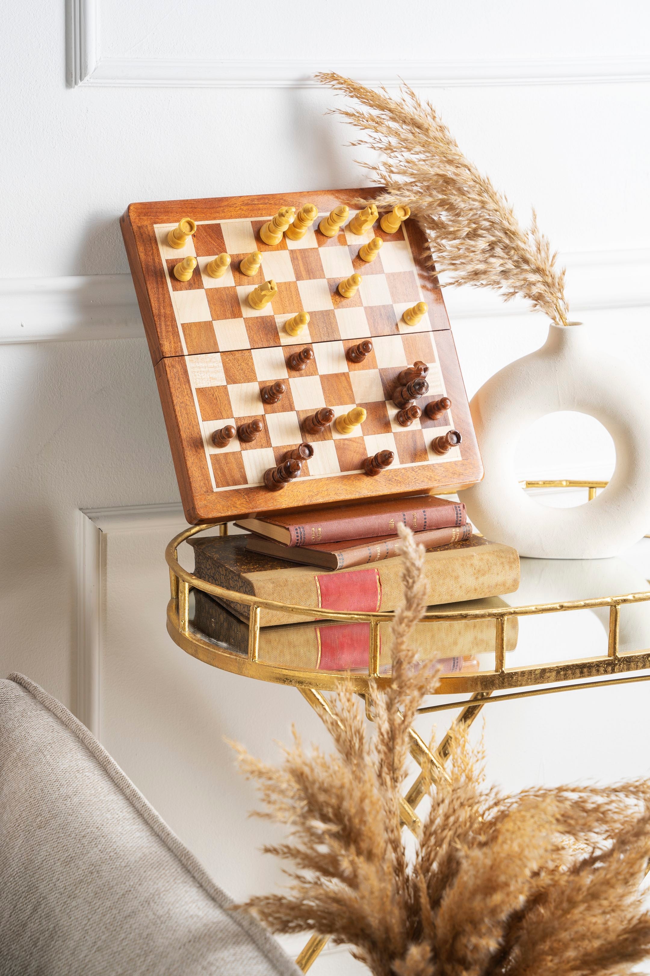 7 Inch Magnetic Chess Set - Portable Folding Acacia Wood Board – image 3