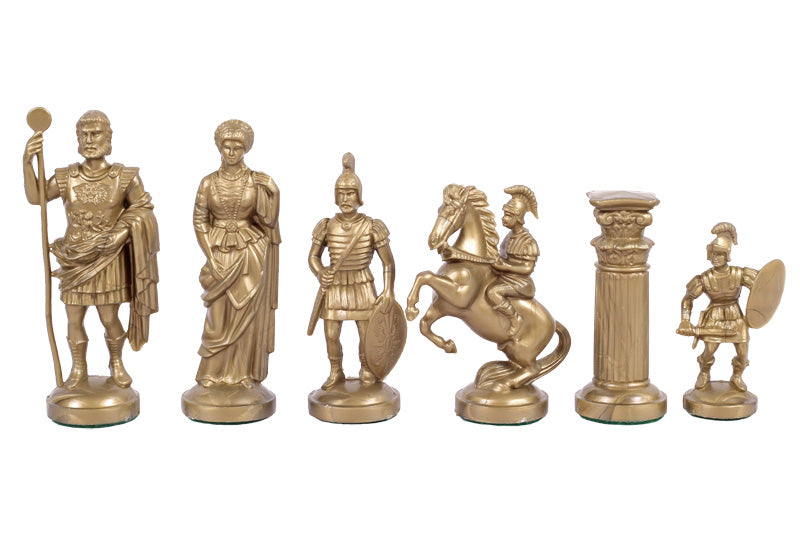 Chess Pieces Roman Empire Style 98mm Plastic - Black Gold Metal Weighted Historical Set – image 5