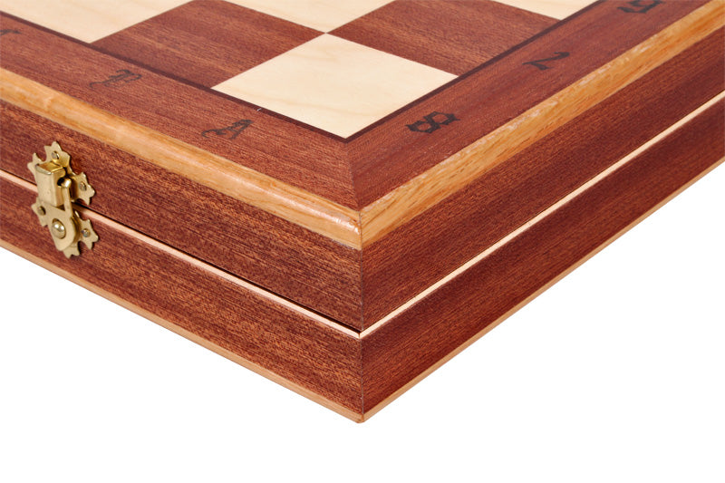 Chess Set Indian Large 50x50cm - Hand-Carved Hornbeam Mahogany Inlay Folding – image 2