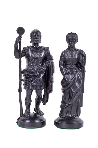 Chess Pieces Roman Empire Style 98mm Plastic - Black Gold Felt Bottom Historical Set – image 4