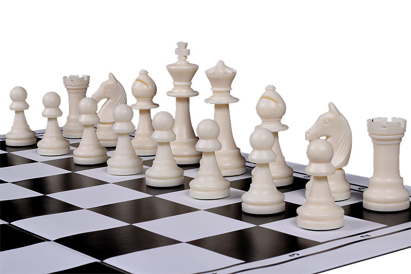 Plastic Staunton No.6 Chess Pieces 96mm – Cream & Black Tournament Set – image 5