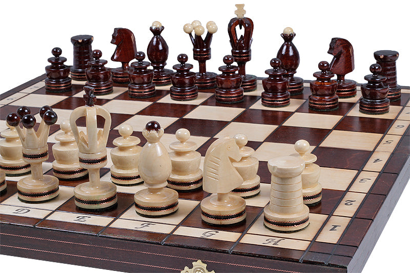 KING'S Small Chess Set 49x49cm – Linden Wood with Mahogany Inlay & Brass – image 10