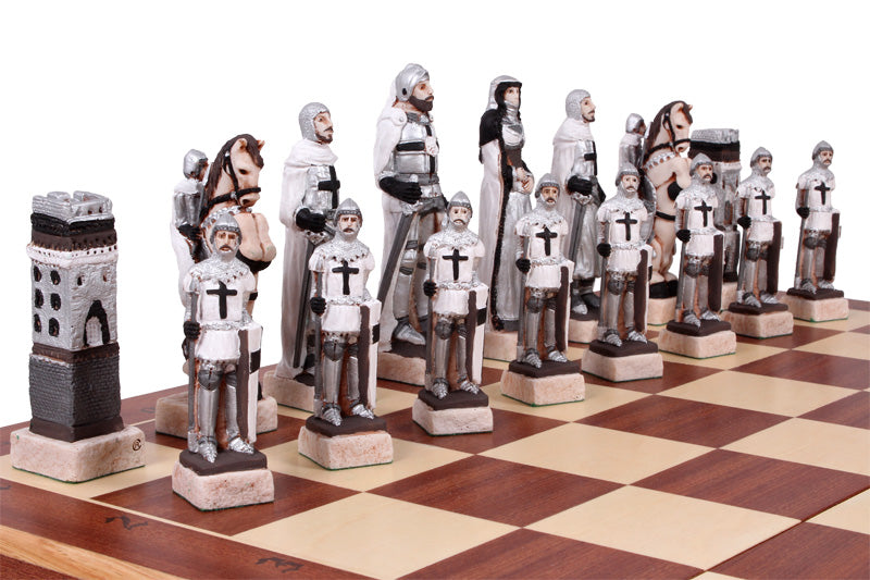 GRUNWALD Chess Set 60x60cm – Medieval Hand-Painted Stone Pieces with Inlay Board – image 5