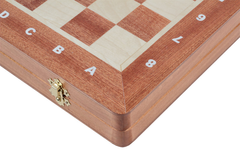 Chess Board PEARL Large 42x42cm - Mahogany Sycamore Inlay Folding – image 2