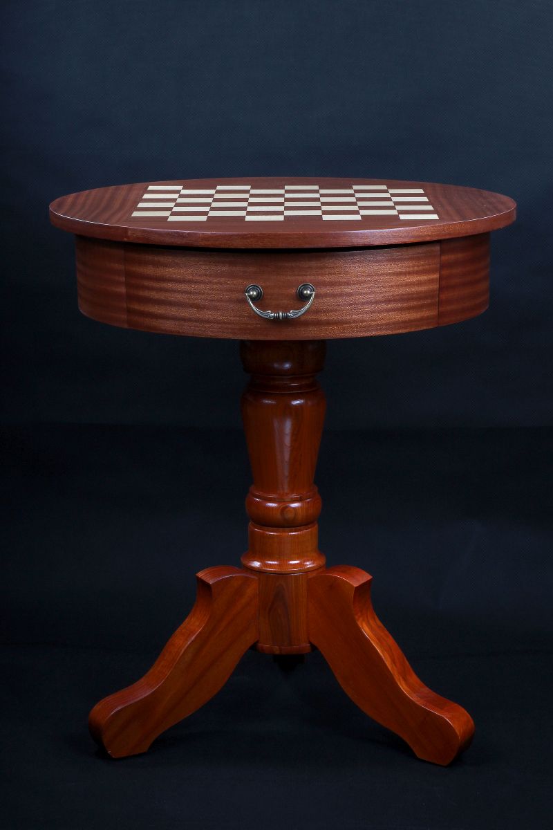 Chess Table Deluxe Round 77cm - Premium Wooden Chess Table Without Pieces