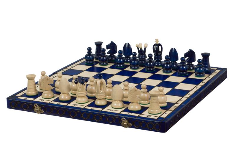 King's Championship Chess Set Large Blue 44x44cm – Folding Board with Insert – image 3
