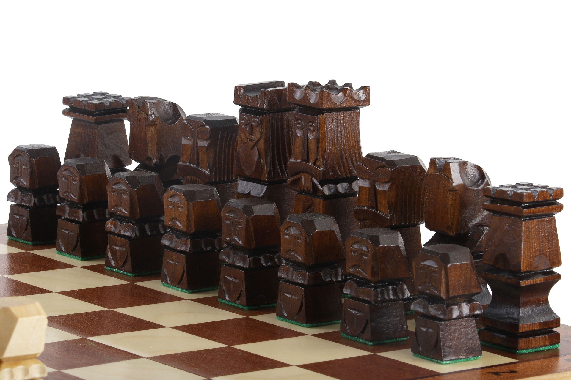 ORAWA Chess Set 50x50cm – Geometric Block Style with Mahogany Inlay – image 5