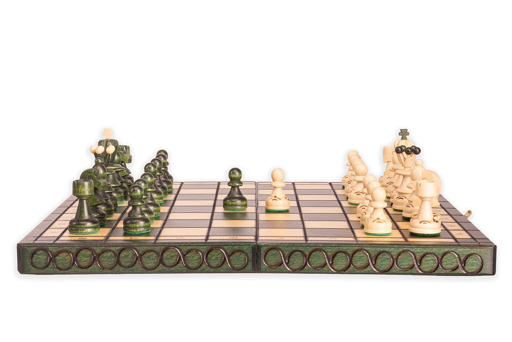 Small Pearl Chess Set with Insert — Green, 36×36 cm – image 5