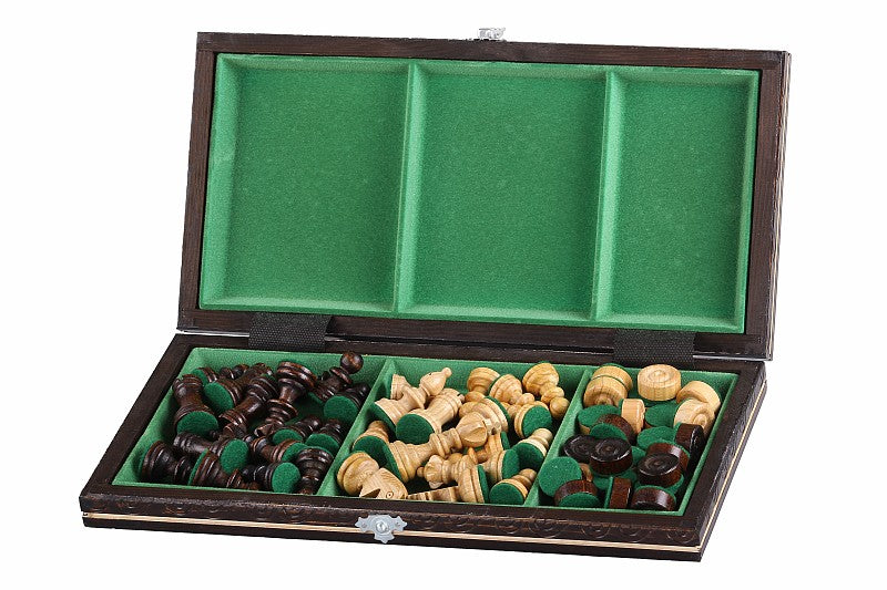 Chess & Checkers 2-in-1 Cherry Wood Set – Compact Folding Travel Case – image 9