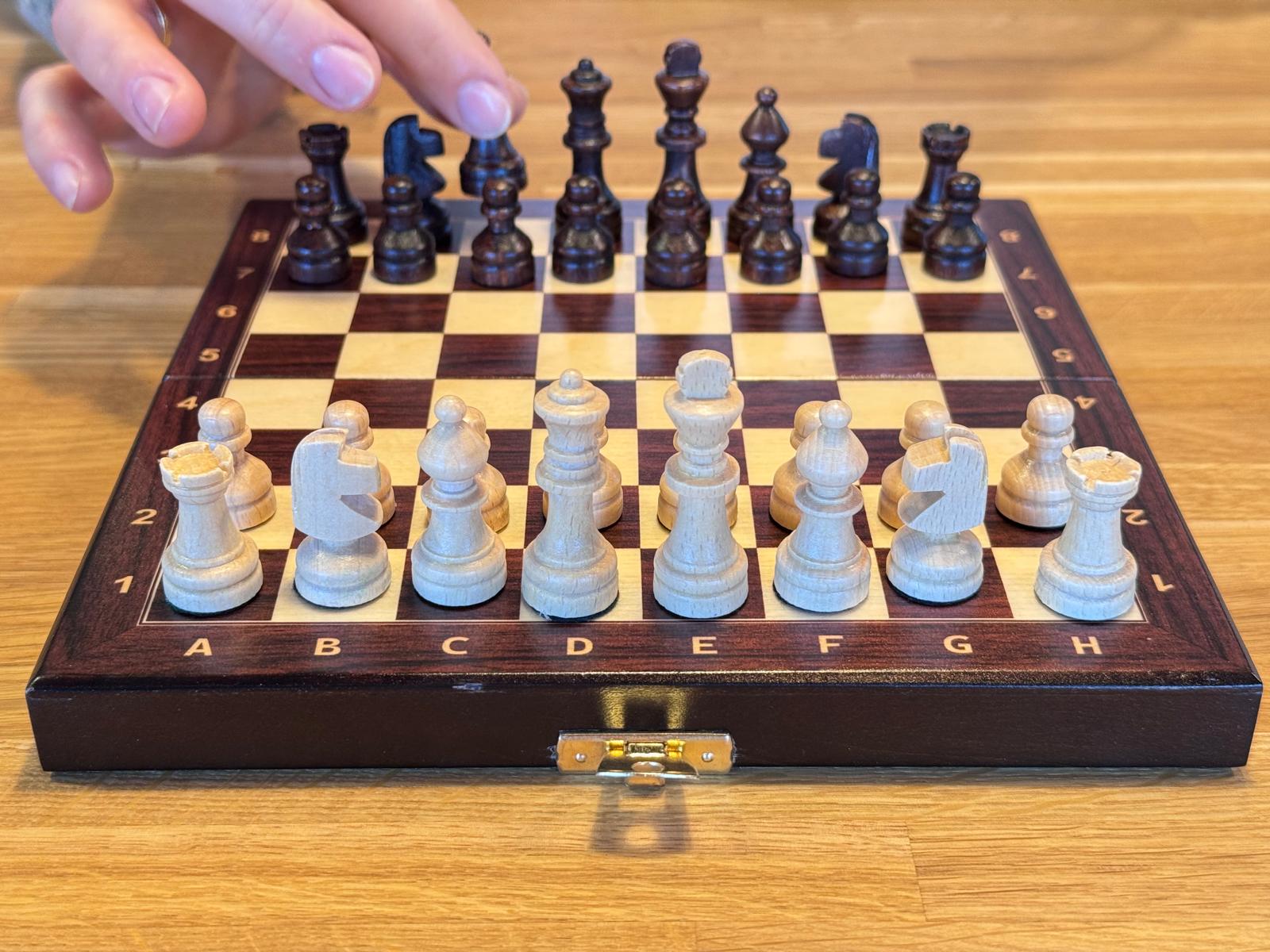 Wooden School Chess Mini 20cm – Brown, Compact Travel Set