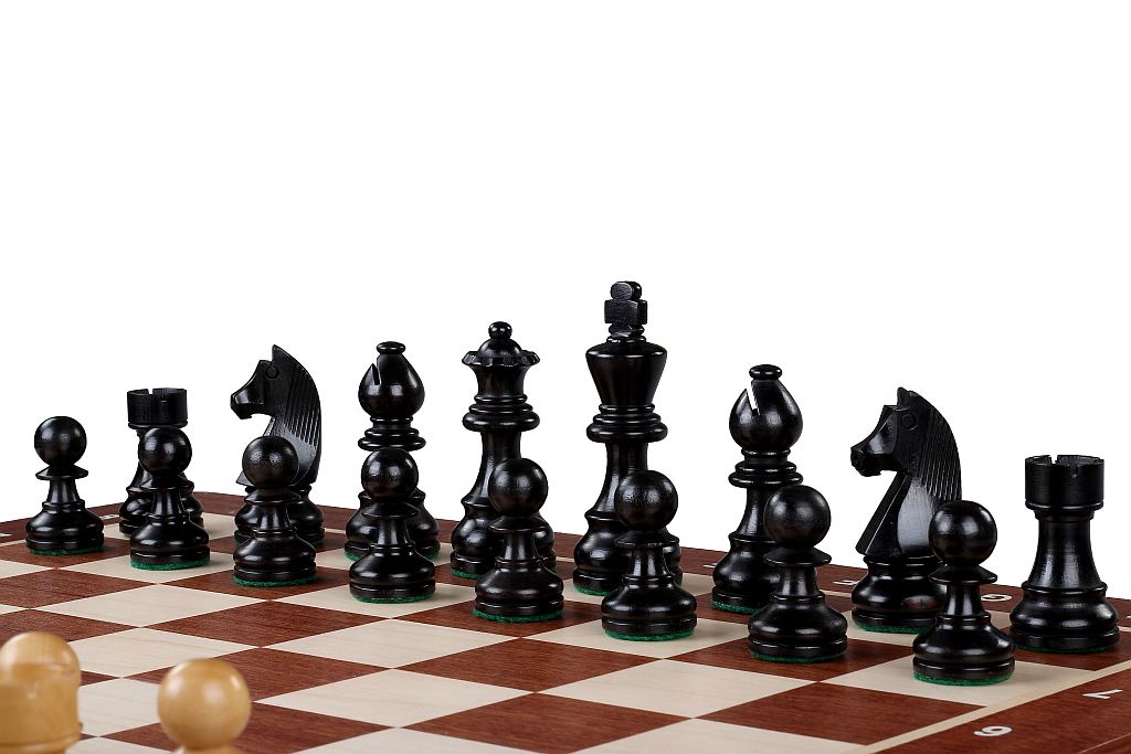 Tournament Chess Set No.6 - German Knight Ebonised 3.75" Complete Set – image 2