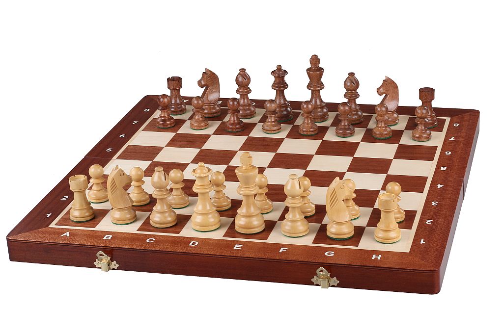 German Staunton Gold Tournament Chess Set No.5 - Acacia Boxwood with Mahogany Case – image 3
