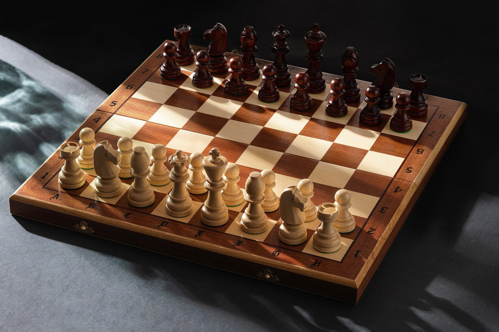 Tournament Chess Set No.7 50x50cm – Mahogany & Sycamore Inlaid Board