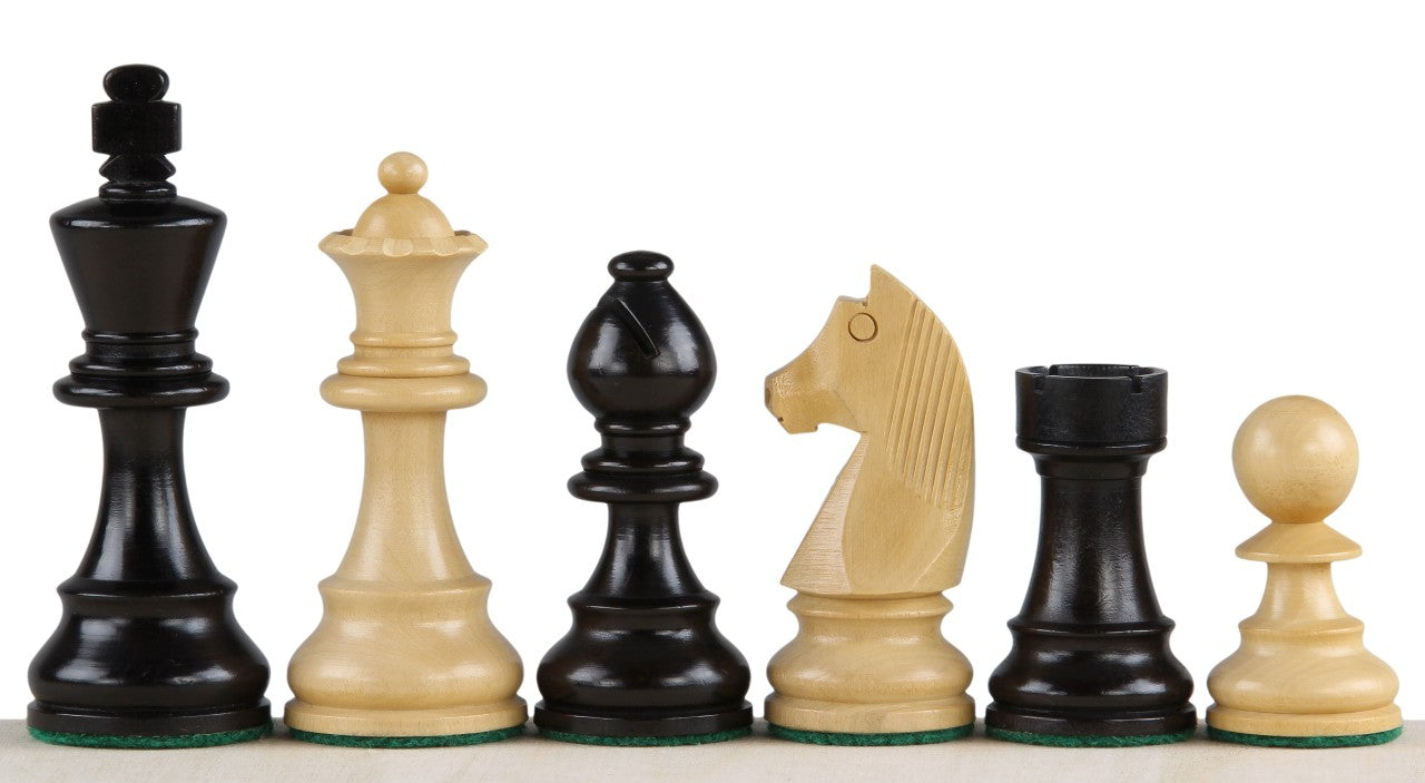 German Knight Chess Pieces 3" – Ebonized & Boxwood Weighted Staunton Set