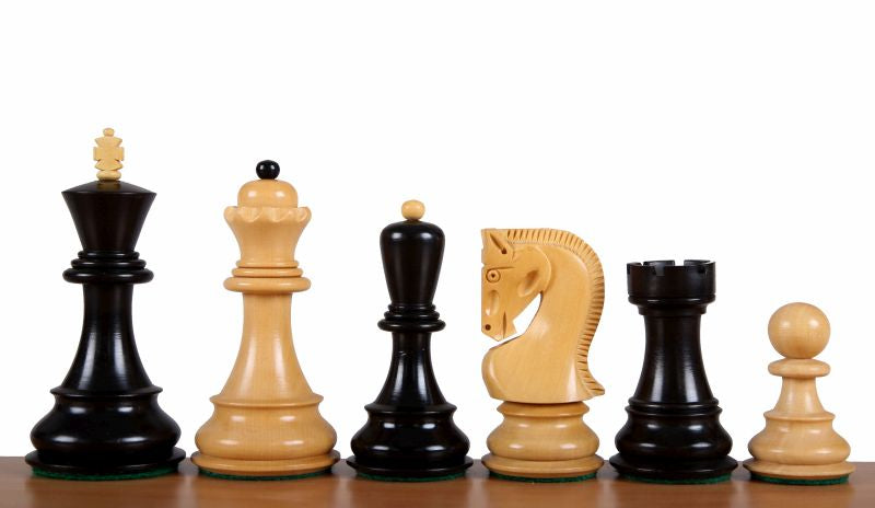 Zagreb Chess Pieces 3.75" – Ebonized & Boxwood Weighted Set with Extra Queens