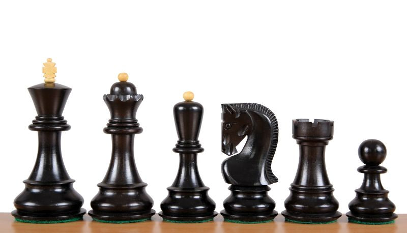 Zagreb Chess Pieces 3.75" – Ebonized & Boxwood Weighted Set with Extra Queens – image 3