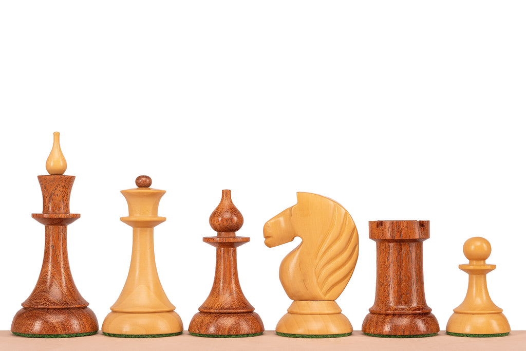 Queen's Gambit 1957 Chess Pieces – Indian Acacia & Boxwood, 3.75" King – image 2