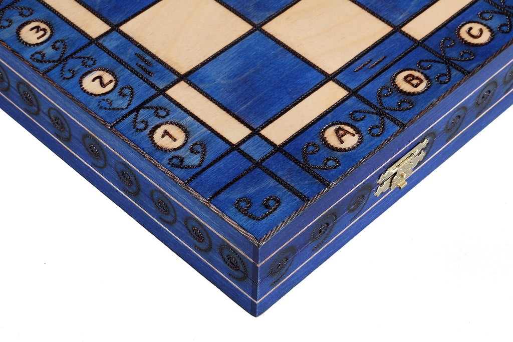 AMBASSADOR New Line Chess Set Blue 55x55cm – Luxury Burnished Folding Board – image 11