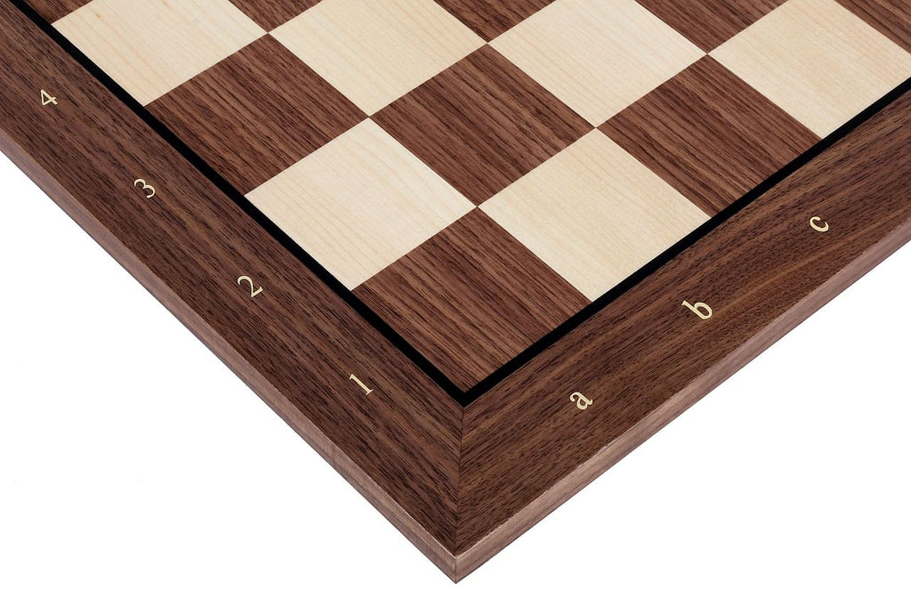 Chess Board 48×48 cm – Walnut & Maple (Black Frame), with Notation – image 2