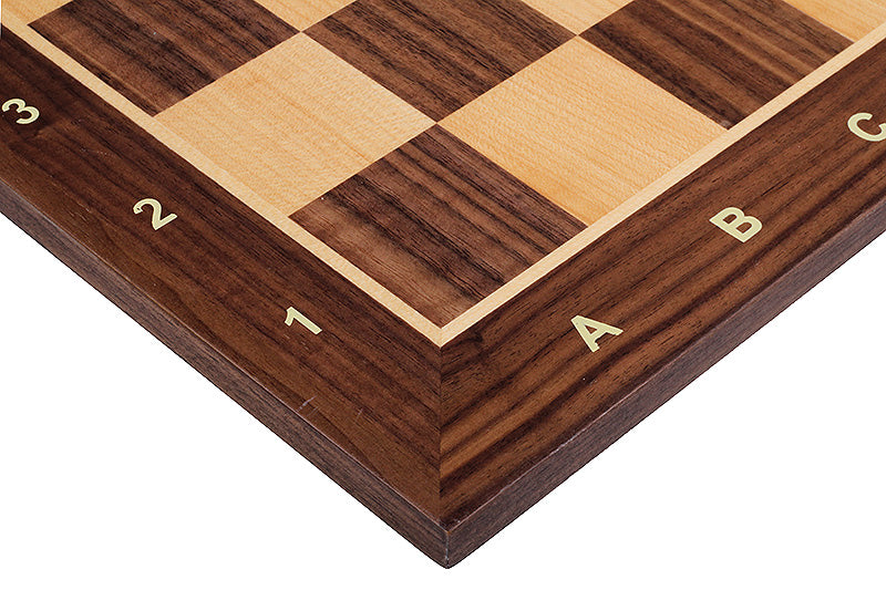 Chess Board 44×44 cm – Walnut & Maple, with Notation
