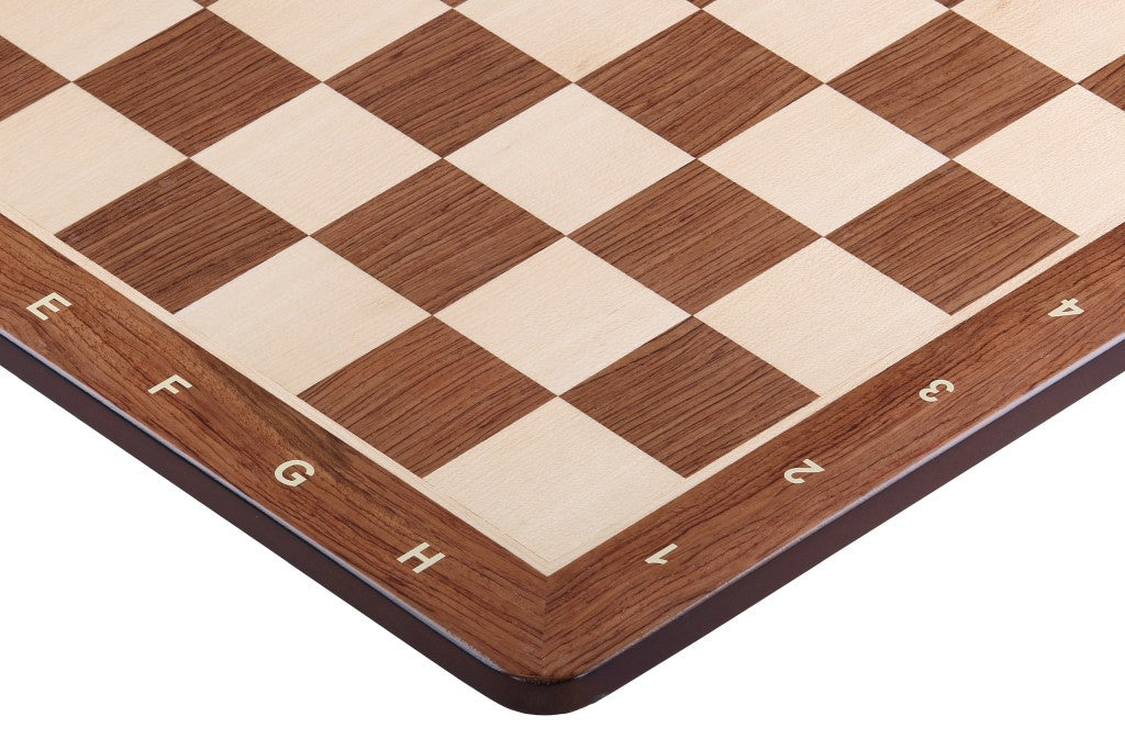 Chess Board 52×52 cm (58 mm squares) – Padauk & Maple (Round Corners), with Notation