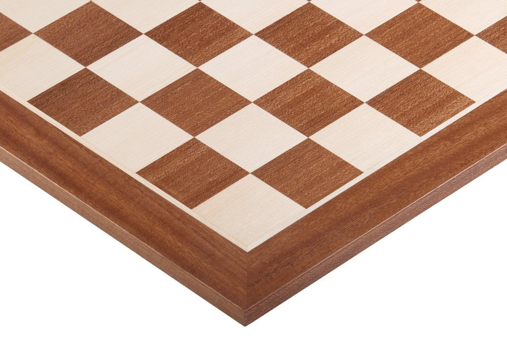 Chess Board 52×52 cm (55 mm squares) – Mahogany & Sycamore, without Notation