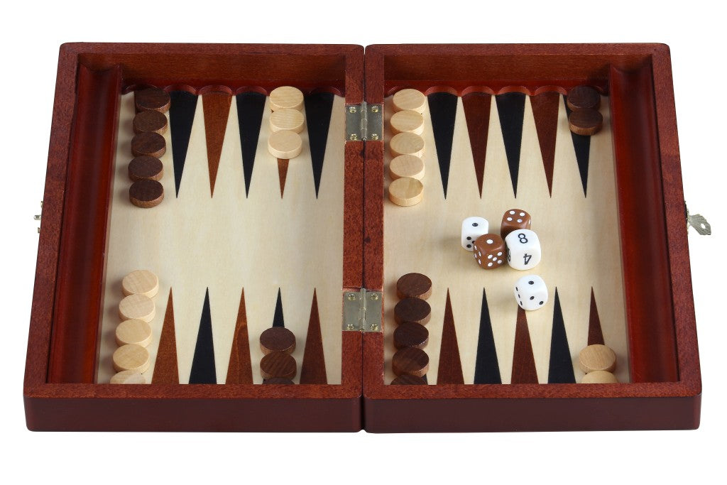 Backgammon Small Wood 28x16cm - Folding Travel Case Compact Complete Set – image 4