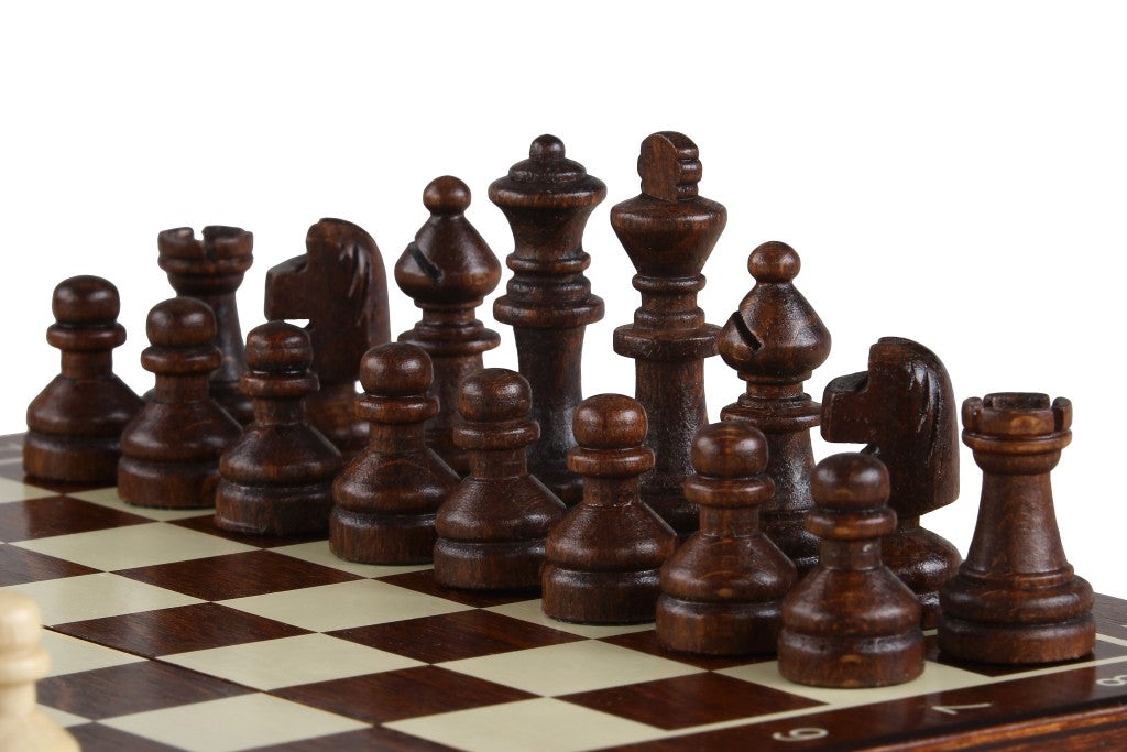 Wooden School Chess Mini 20cm – Brown Compact Set – image 3