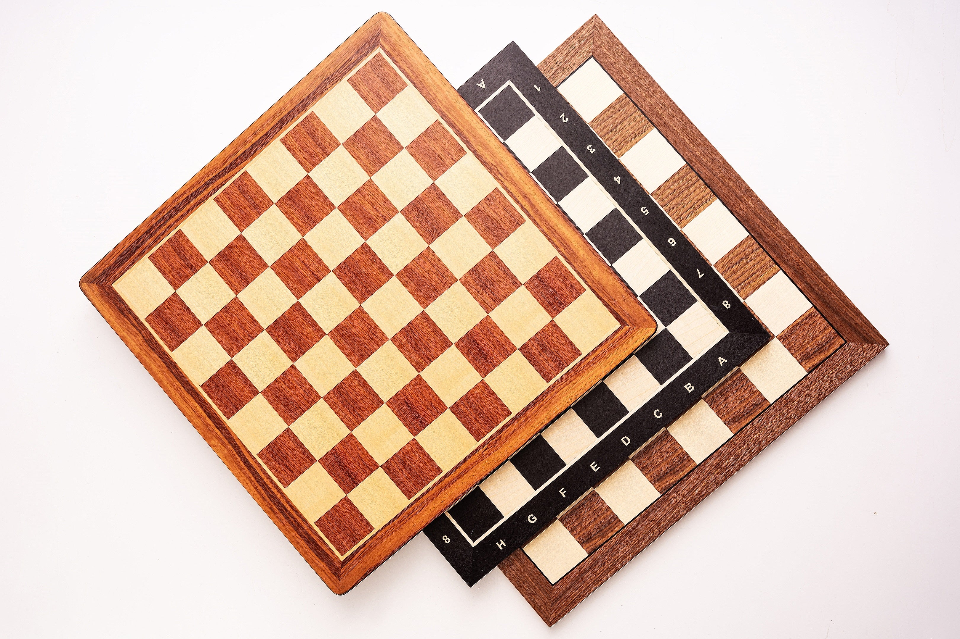 Chess Board 48×48 cm – Padauk & Maple (Round Corners), with Notation – image 4