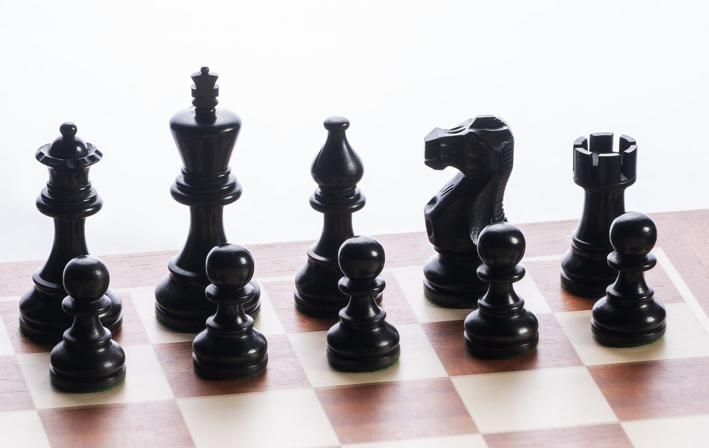 Chess Set – Mahogany/Maple Board 50mm + American Classic 3" Ebony Pieces